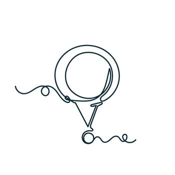 one line icon of a pin gps with a string attached vector