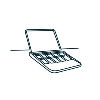a laptop with a keyboard on it is shown in a line drawing vector
