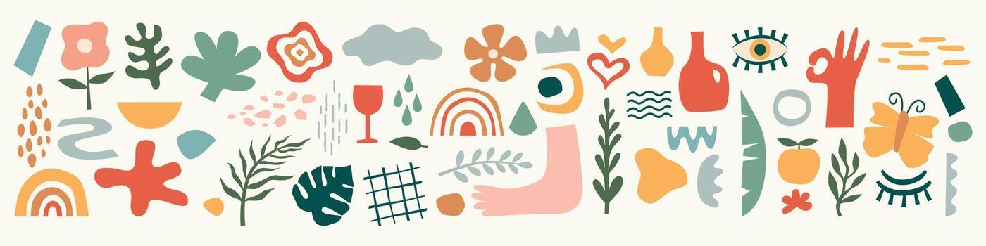 tropical natural abstract element pattern botanical art vector