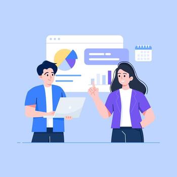 negocio reunión analizando financiero datos y estrategia desarrollo para futuro crecimiento vector