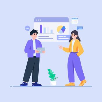 negocio reunión analizando financiero datos y estrategia desarrollo vector