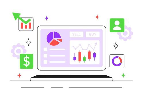 Financial dashboard with graphs and charts vector