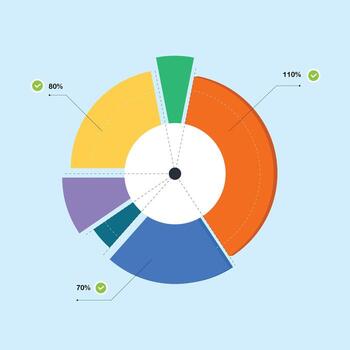 Business market share with pie chart presentation, Symbol of teamwork, cooperation. Minimal design vector