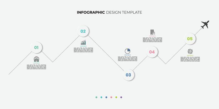 Modern Infographic design template. Timeline concept with 5 steps. Can be used for workflow layout, diagram, banner, web design. illustration vector