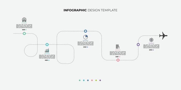 Modern Infographic design template. Timeline concept with 5 steps. Can be used for workflow layout, diagram, banner, web design. vector