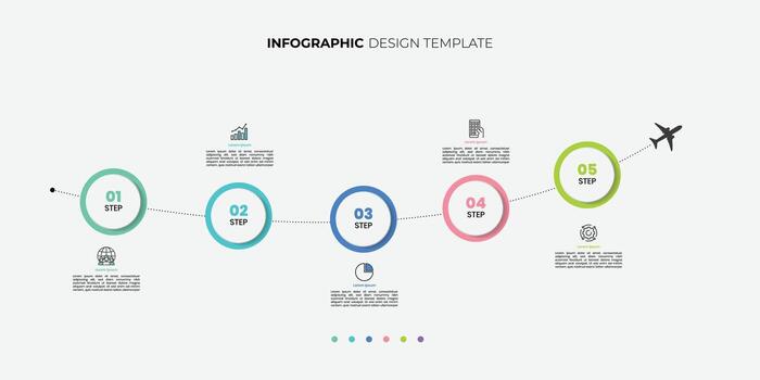 Modern Infographic design template. Timeline concept with 5 steps. Can be used for workflow layout, diagram, banner, web design, milestone vector