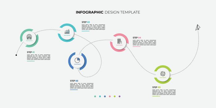 Modern Infographic design template. Timeline concept with 5 steps. Can be used for workflow layout, banner, web design. illustration vector