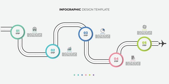 Modern Infographic design template. Timeline concept with 5 steps. Can be used for workflow layout, diagram, banner, vector