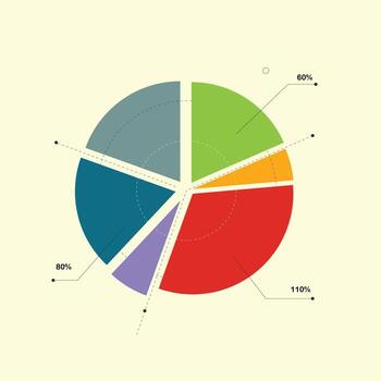 Business market share with pie chart presentation, Symbol of teamwork, cooperation. Minimal design illustration vector