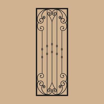 Wrought iron fence with classic scrollwork. Ornate metalwork design, Abstract geometric patterns. vector