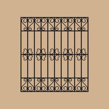 Wrought iron fence with classic scrollwork. Abstract geometric pattern. vector