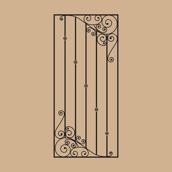 Wrought iron fence classic scrollwork, Abstract geometric pattern frame. vector