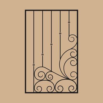 Wrought iron fence with classic pattern. Ornate metalwork design. Abstract geometric pattern vector