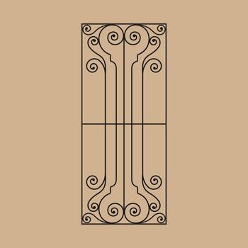 Wrought iron fence with classic scrollwork pattern. Ornate metalwork design. vector