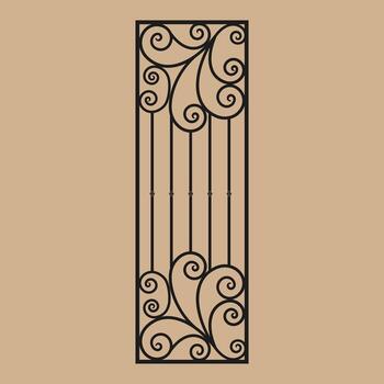 Wrought iron fence with classic scrollwork. Ornate metalwork design. Abstract geometric pattern vector