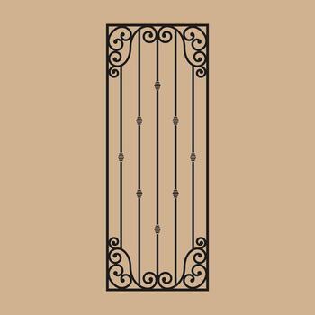 Wrought iron fence classic scrollwork. Ornate metalwork design. Abstract geometric pattern vector