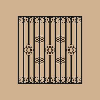 Wrought iron fence with classic scrollwork. Ornate design. Abstract geometric pattern vector