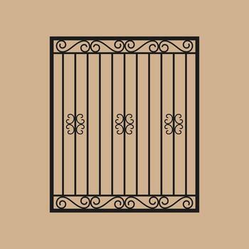 Wrought iron fence with classic scrollwork, Abstract geometric pattern. vector