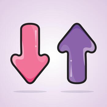 arriba y abajo flechas, dirección y navegación concepto vector