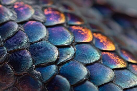 A close up of a snake skin with colorful scales photo