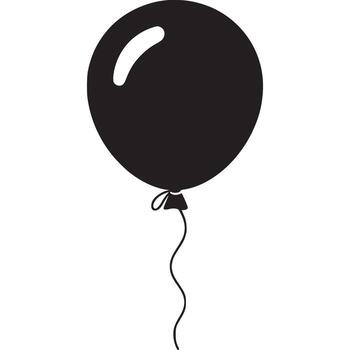 Black balloon with string on white background vector