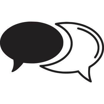 Two speech bubbles with a moon in the middle vector