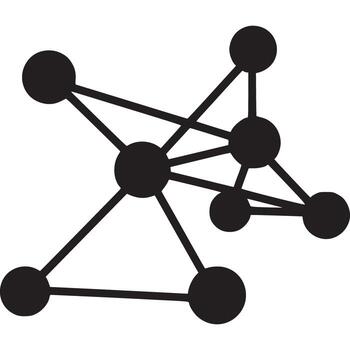 A black and white image of a network of dots vector