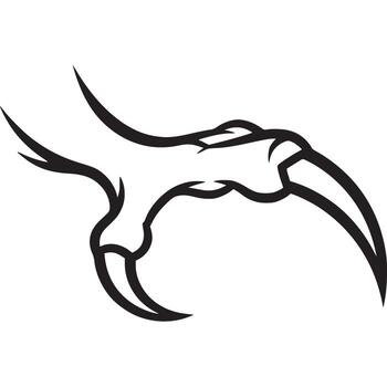 A black and white illustration of a claw with a long sharp point vector