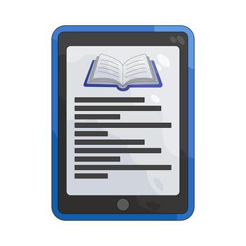 Digital tablet with open book illustration vector