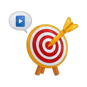 Dart hitting target with play button vector