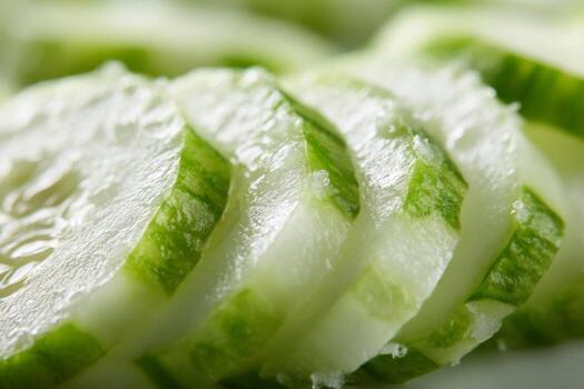 A close up of sliced cucumbers photo
