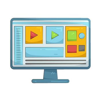 ilustración de computadora pantalla con varios ventanas vector