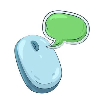 ilustración de computadora ratón con habla burbuja vector