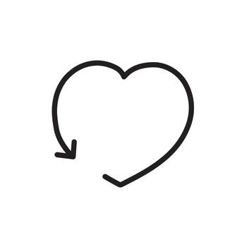 Arrow Loop Heart Simple illustration of an arrow looped into a heart shape. Minimal design for cycle of giving. vector