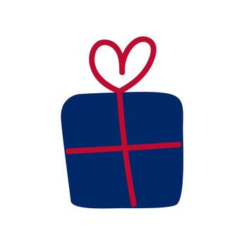 Gift Box with heart Simple illustration of an gift box with heart-shaped string. Minimal design for generosity and gift vector