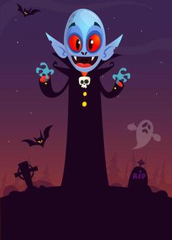 Halloween background with a vampire character vector