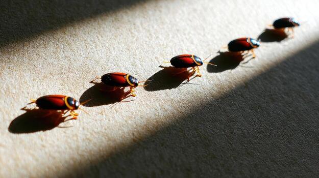 Insects in line on surface photo