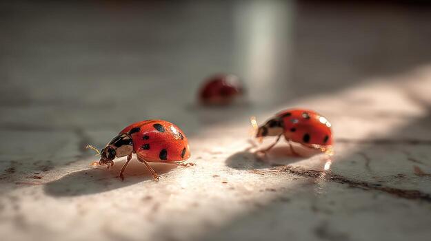 Ladybugs on marble surface photo