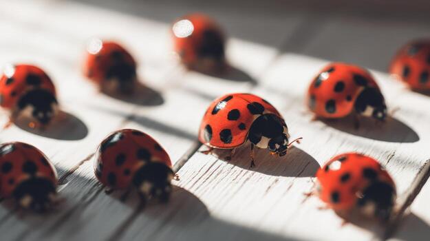 Ladybugs on white surface photo