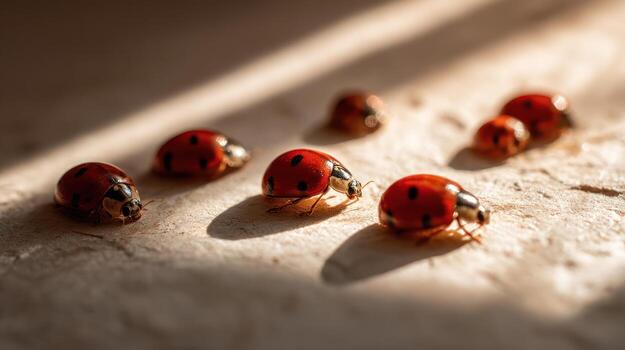 Ladybugs on light surface photo