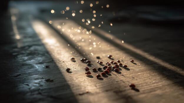 Scattered seeds sunlight photo