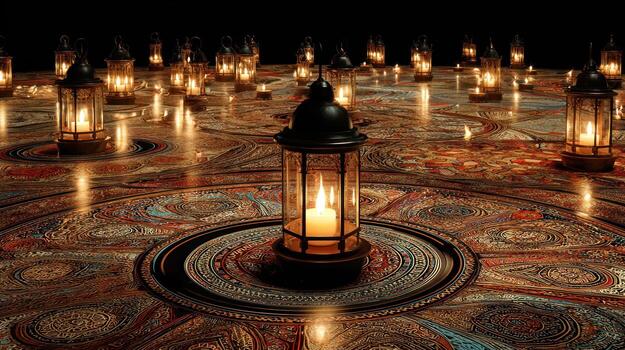 Illuminated lanterns pattern photo