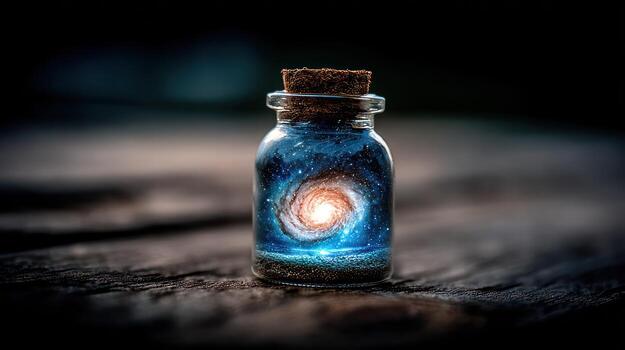 a bottle with a galaxy inside photo