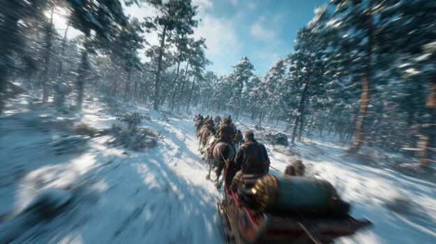 Winter sledding journey photo