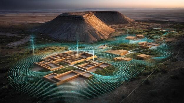 Digital representation of desert cityscape photo