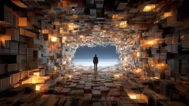 resumen persona en futurista túnel foto