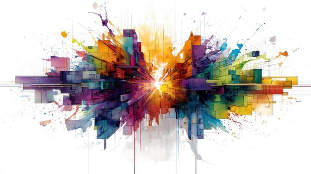 Abstract colorful cityscape explosion photo