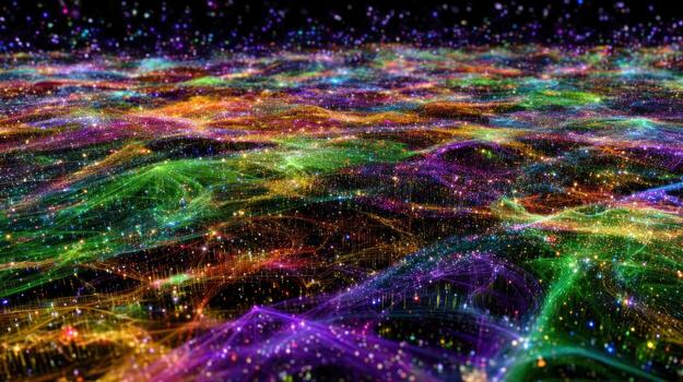 Abstract colorful particles background photo