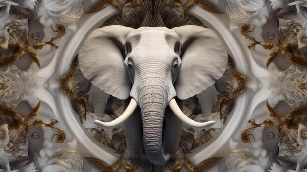Elephant portrait ornate frame photo