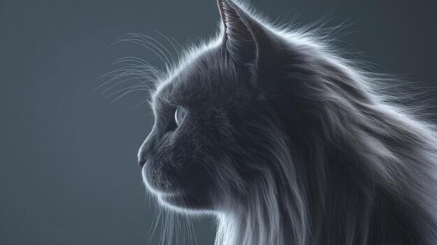 Elegant cat silhouette against a soft background in profile view photo